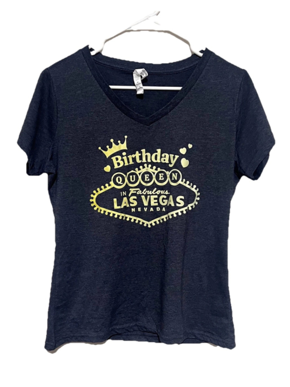 Las Vegas Birthday Queen Tee Women’s Large Gray Graphic T-Shirt Girls Trip